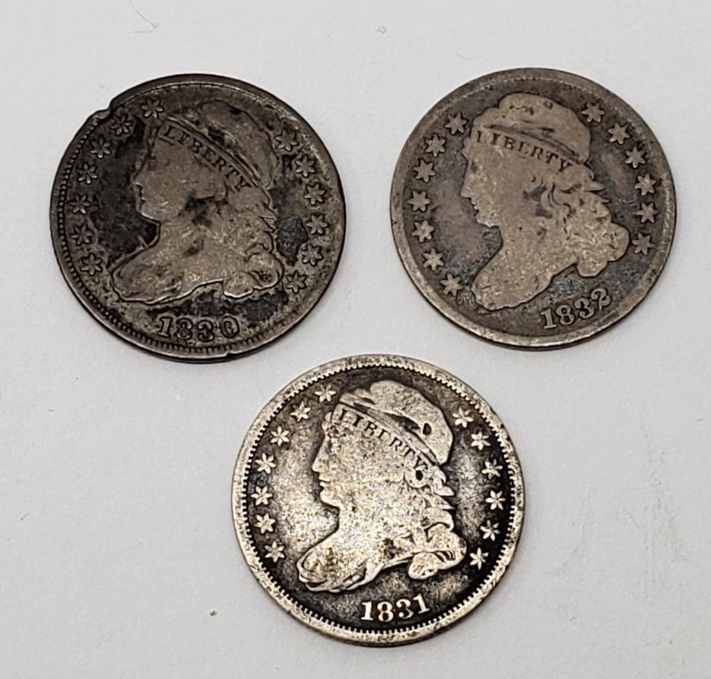 (3) CAPPED BUST DIMES VGs (1 of 2)