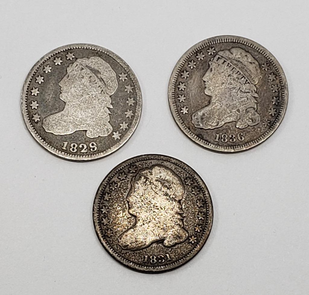 (3) CAPPED BUST DIMES CIRC (1 of 2)