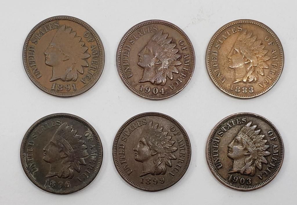 (6) INDIAN CENTS - ALL DIFF - FULL LIBERTY (1 of 2)