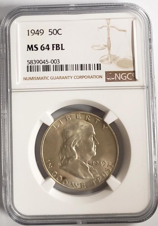 1949 50C Franklin Half Dollar NGC MS64 FBL (1 of 4)