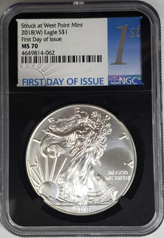 2018-W Silver Eagle NGC MS70 1st Day - Black Core (1 of 4)