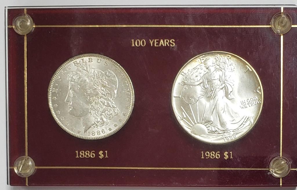 US Silver Dollars 100 Years in Capital Holder 1886 (1 of 2)