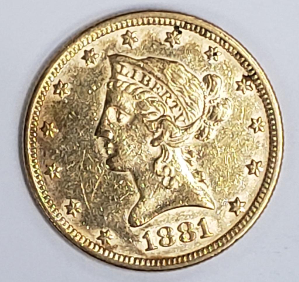 1881 $10 LIBERTY GOLD COIN: TEN DOLLAR GOLD