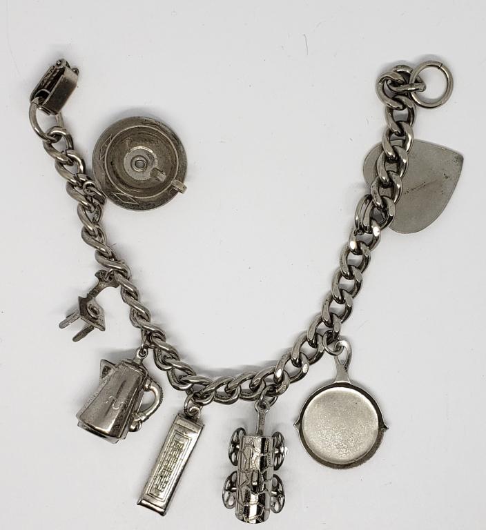 VINTAGE SILVER TONED CHARM BRACELET WITH (1 of 3)