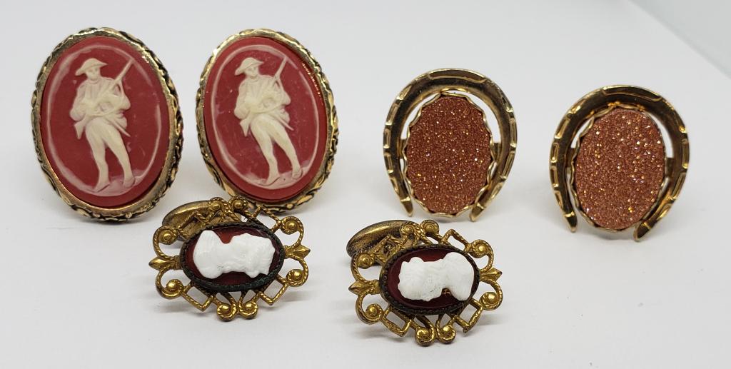 3-PAIRS OF GOLD TONED MEN'S CUFF LINKS (1 of 4)