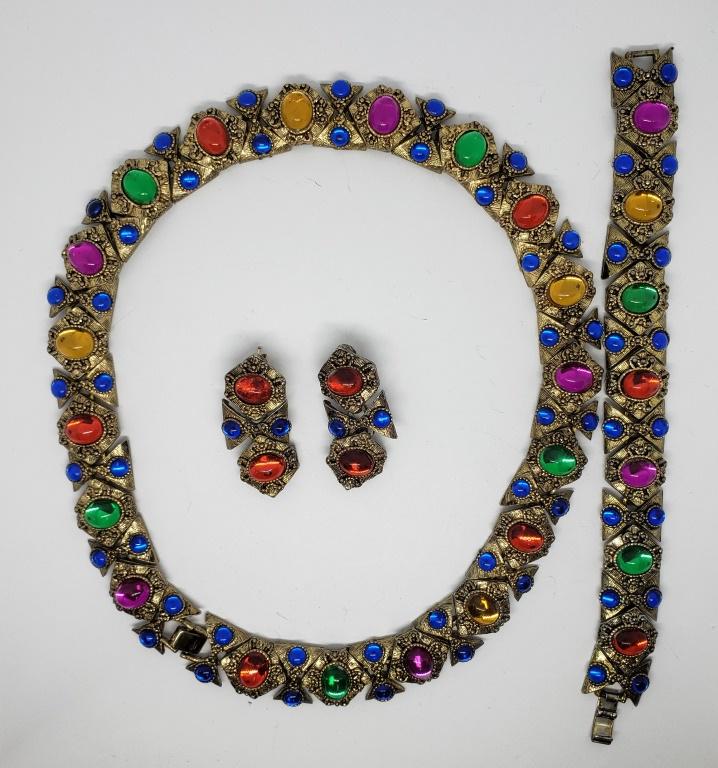 SET! VTG PANEL NECKLACE WITH MULI COLORED (1 of 4)