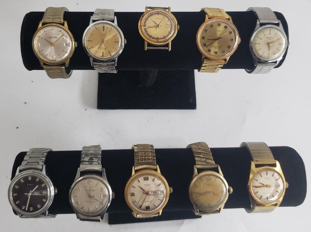 10 MENS SELF WINDING WATCHES-STRETCH BANDS=TIMEX.M (1 of 5)