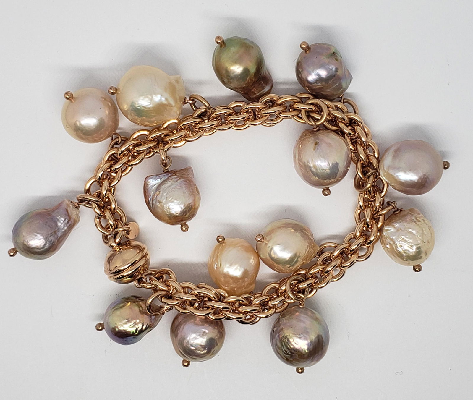 BRONZE ITALY CULTURED BAROQUE PEARL CHARM: BRACELET-LOOKS NEW!!