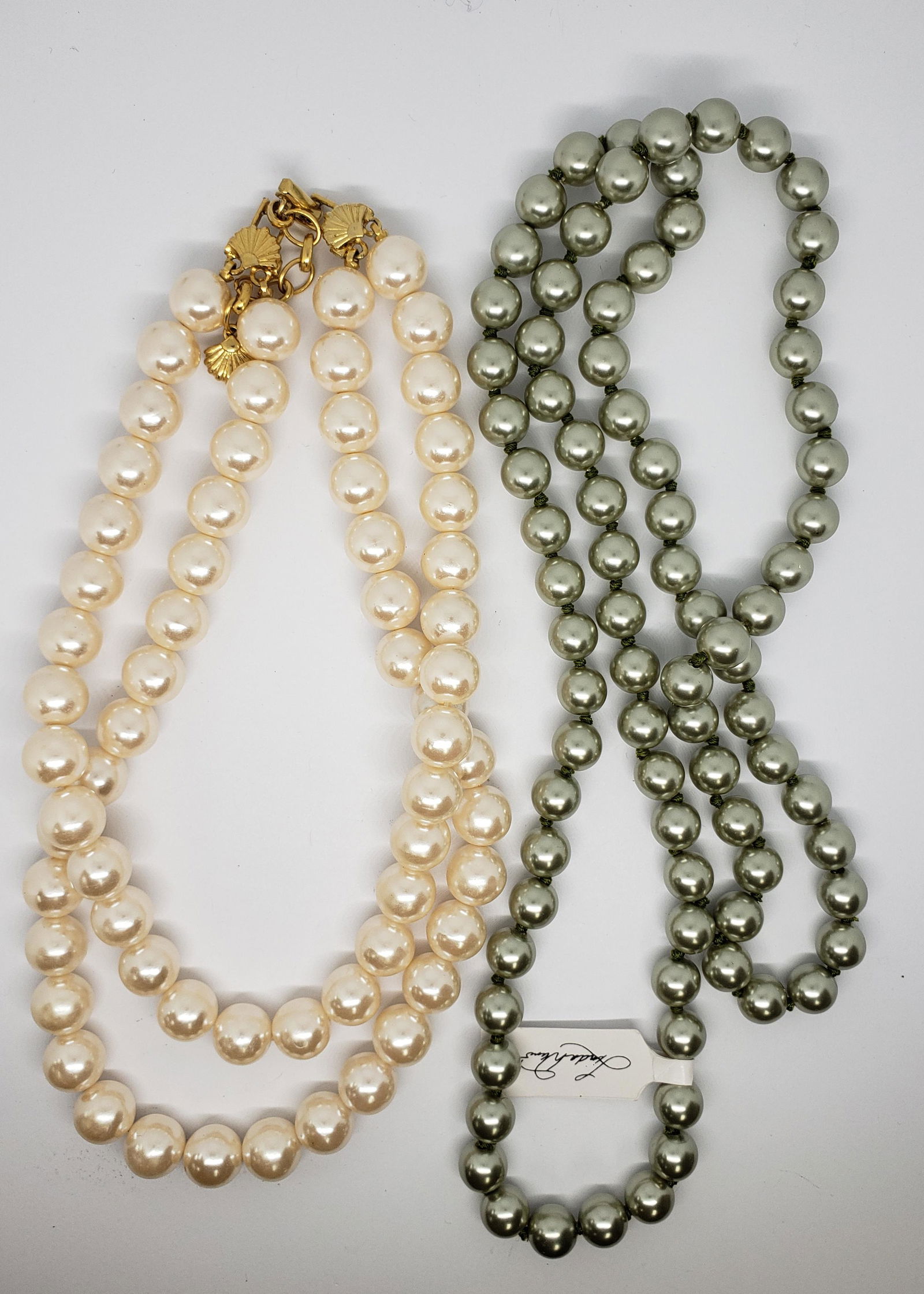 VINTAGE DOUBLE STRANDED FAUX PEARL NECKLACE (1 of 3)