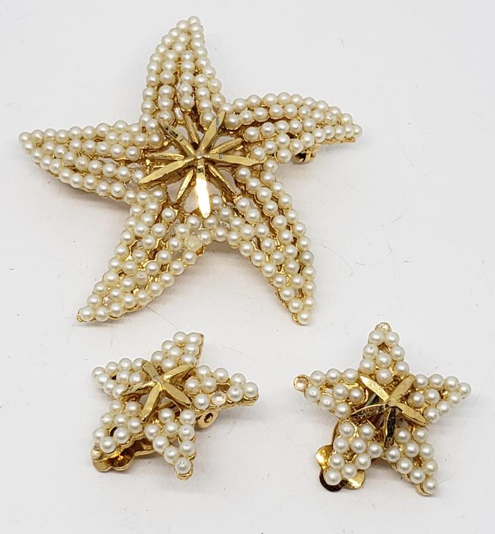 SET! BSK GOLD TONED STARFISH FAUX PEARL (1 of 5)