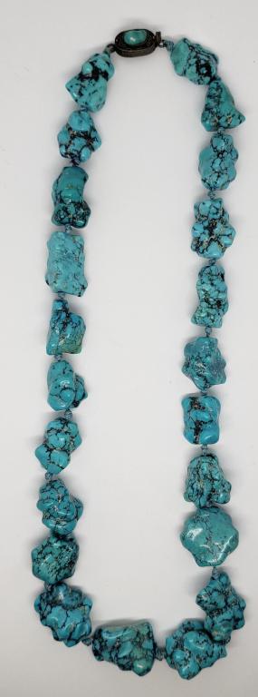 CHUNKY TURQUOISE NECKLACE w/STERLING CLASP (1 of 4)