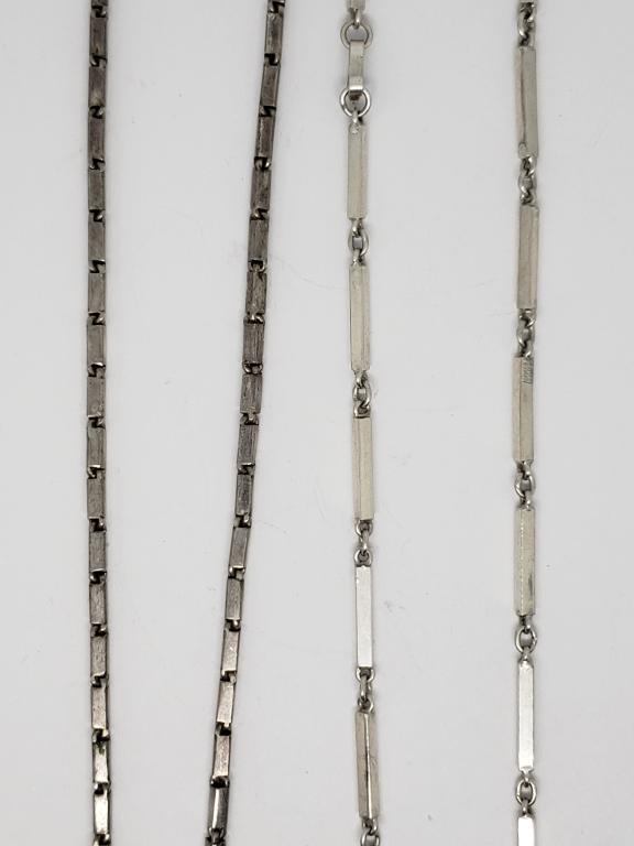 (2) VTG STERLING SQUARE LINK NECKLACES (1 of 5)