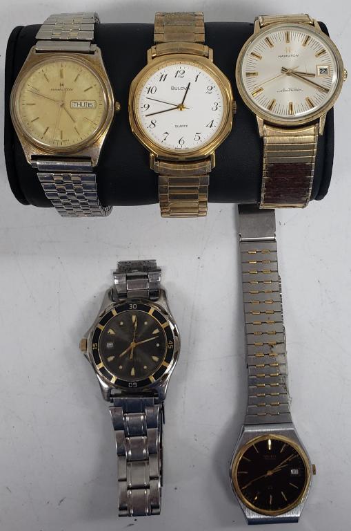 5 Mens Quartz Watches-BULOVA,HAMILTON,GRUEN (1 of 4)