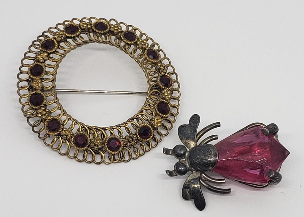 VTG BEE STERLING PIN & ISRAEL RUBY STERLING (1 of 6)