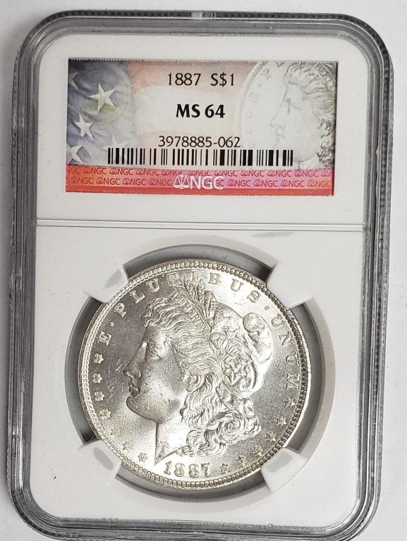 1887 Morgan Silver Dollar NGC MS64 (1 of 2)