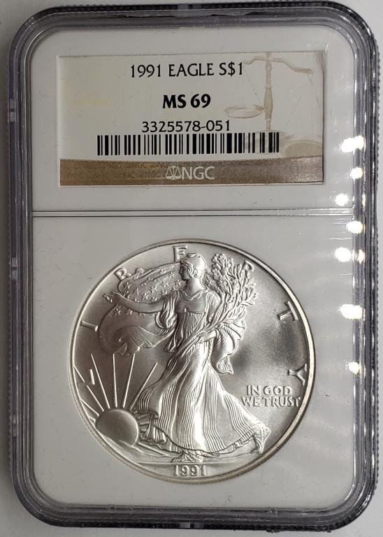 1991 American Silver Eagle NGC MS69 (1 of 4)
