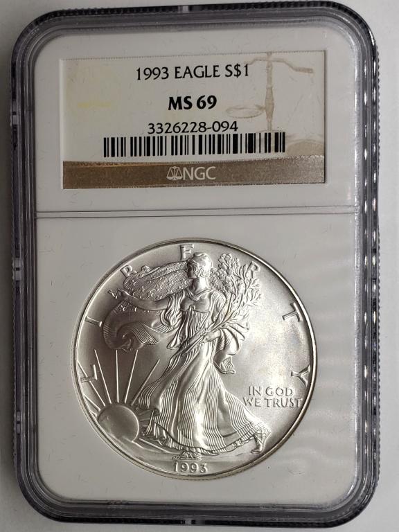1993 American Silver Eagle NGC MS69 (1 of 4)