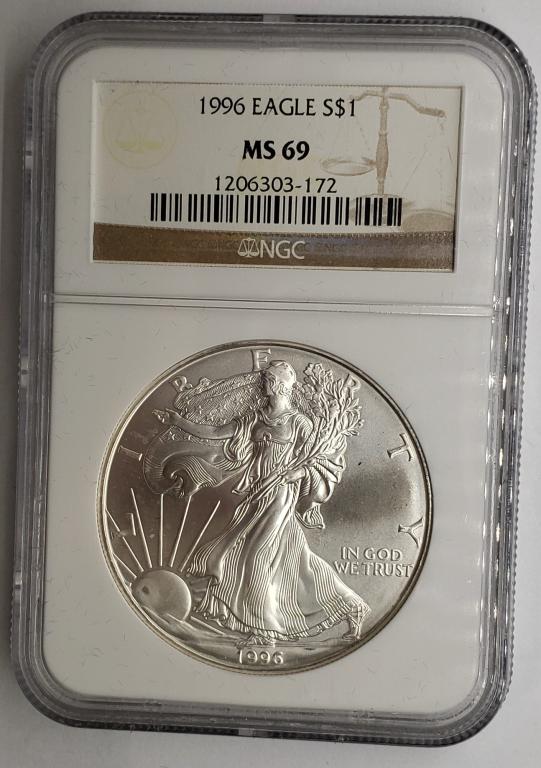 1996 American Silver Eagle NGC MS69 (1 of 4)
