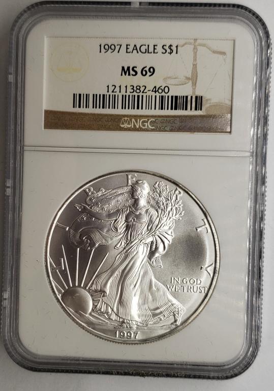 1997 American Silver Eagle NGC MS69 (1 of 4)