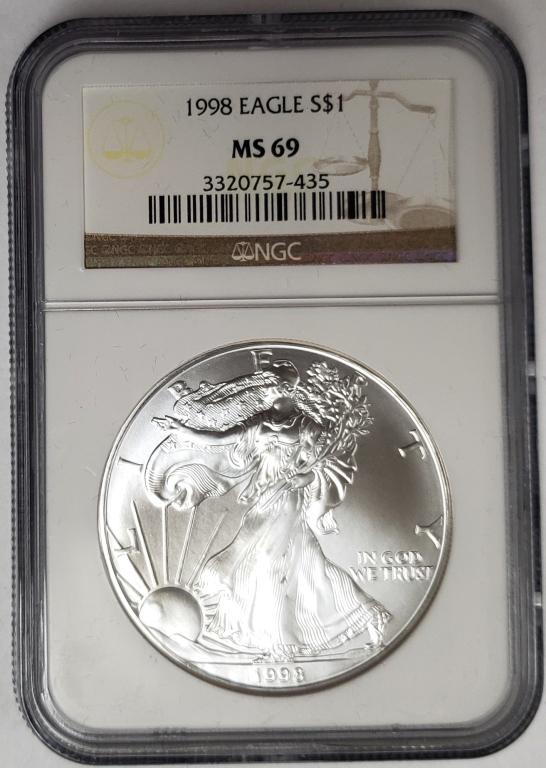 1998 American Silver Eagle NGC MS69 (1 of 4)