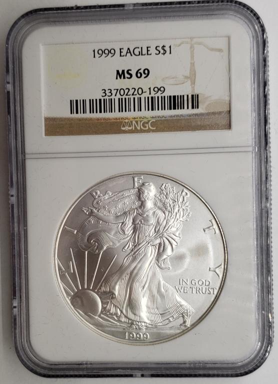 1999 American Silver Eagle NGC MS69 (1 of 4)