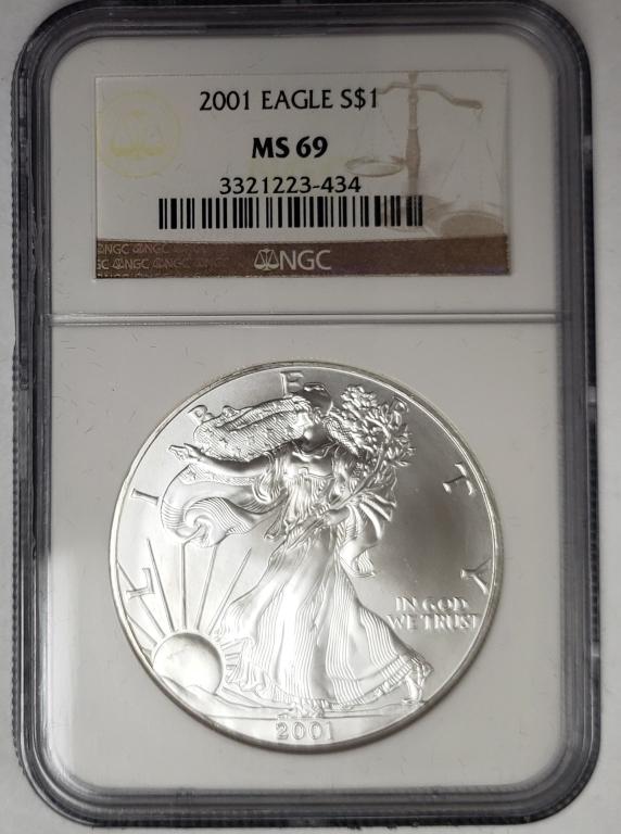 2001 American Silver Eagle NGC MS69 (1 of 4)