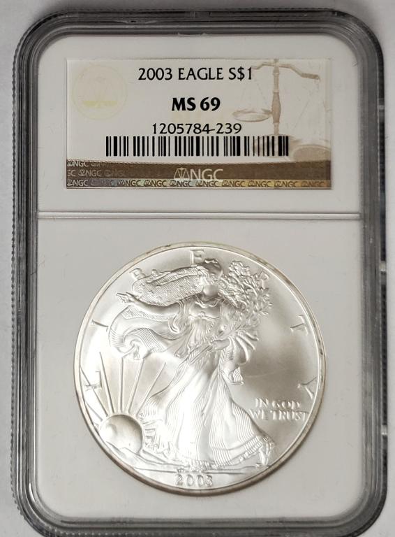 2003 American Silver Eagle NGC MS69 (1 of 4)