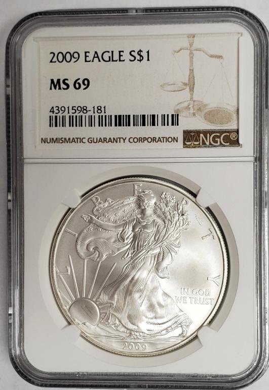 2009 American Silver Eagle NGC MS69 (1 of 4)