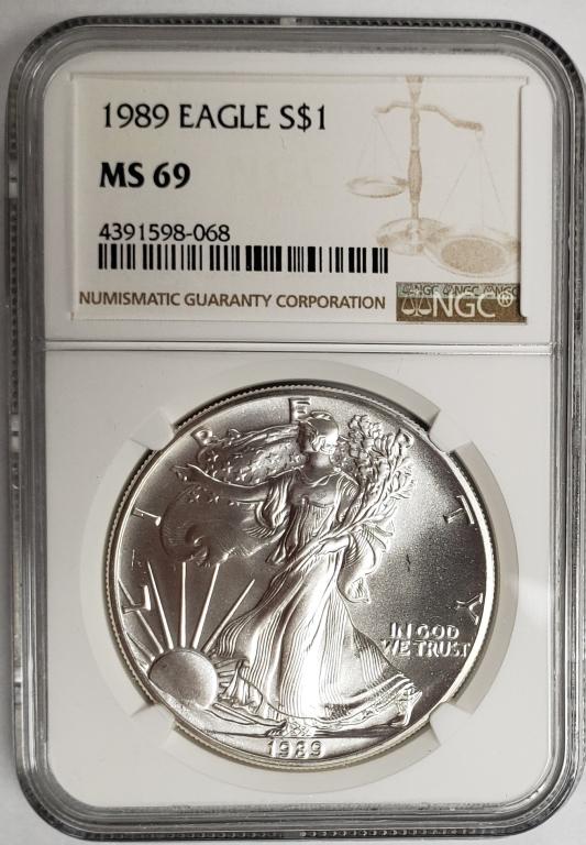 1989 American Silver Eagle NGC MS69 (1 of 4)