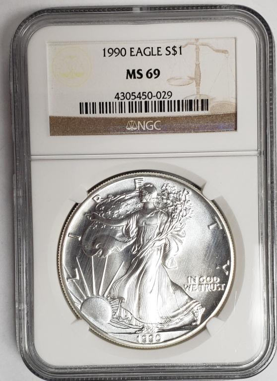1990 American Silver Eagle NGC MS69 (1 of 4)