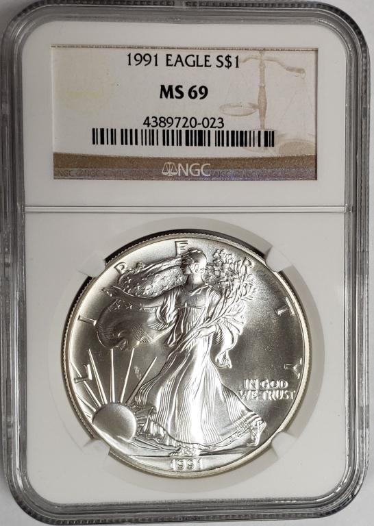 1991 American Silver Eagle NGC MS69 (1 of 4)