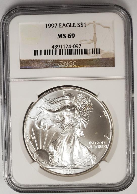 1997 American Silver Eagle NGC MS69 (1 of 4)