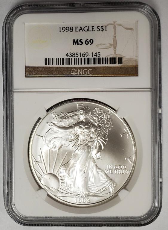 1998 American Silver Eagle NGC MS69 (1 of 4)