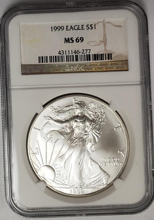 1999 American Silver Eagle NGC MS69 (1 of 4)