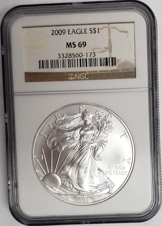 2009 American Silver Eagle NGC MS69 (1 of 4)
