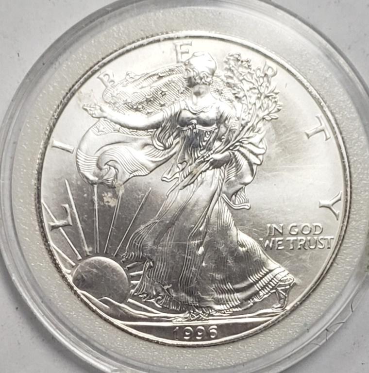 1 - 1996 American Silver Eagle 1 oz Fine Silver 99 (1 of 5)