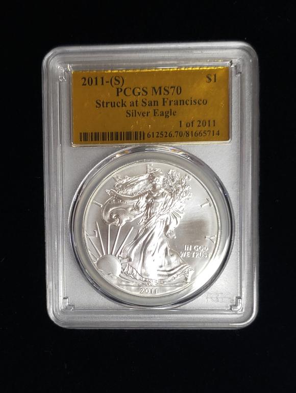 2011-S Silver Eagle PCGS MS70 Gold Label - 1 of 20 (1 of 4)