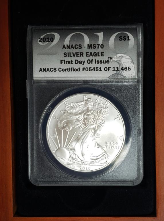 2010 Silver Eagle ANACS MS70 First Day Of Issue (1 of 5)