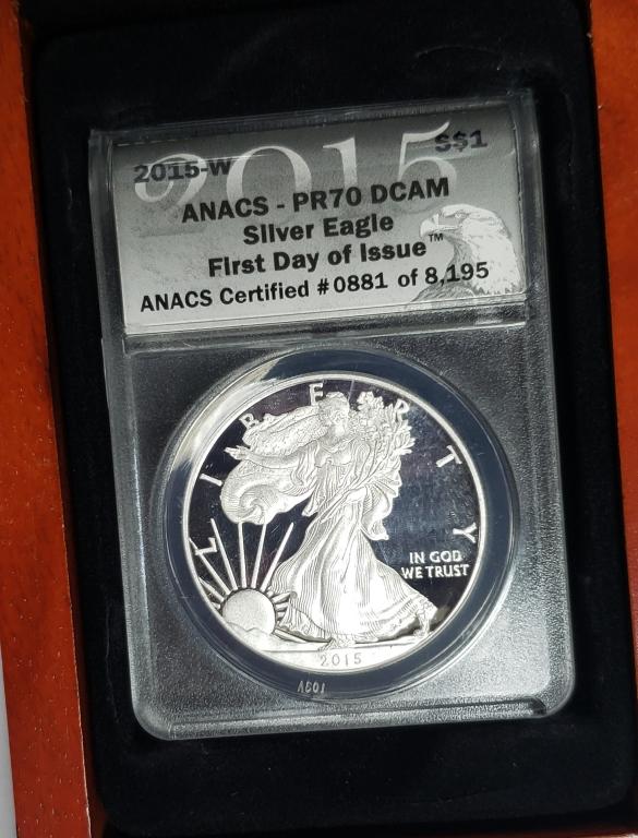 2015 Silver Eagle ANACS PR70 DCAM First Day Of Iss (1 of 4)