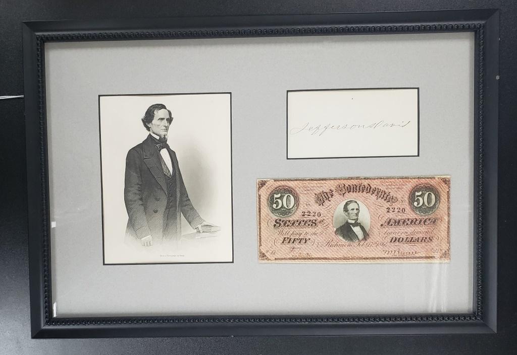 Civil War Jefferson Davis Sigature & Confederate $ (1 of 3)