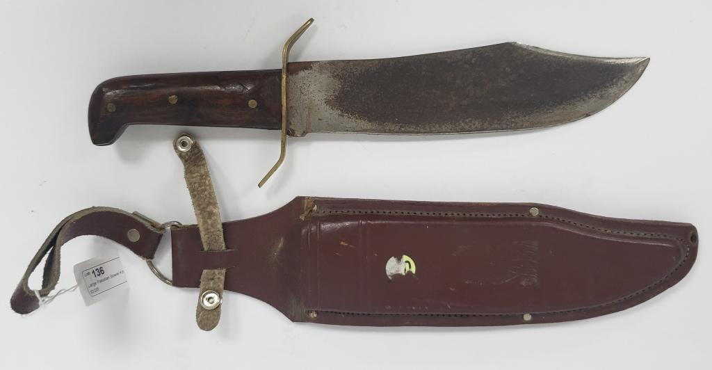 Large Pakistan Bowie Knife W/Leather Sheath (1 of 8)