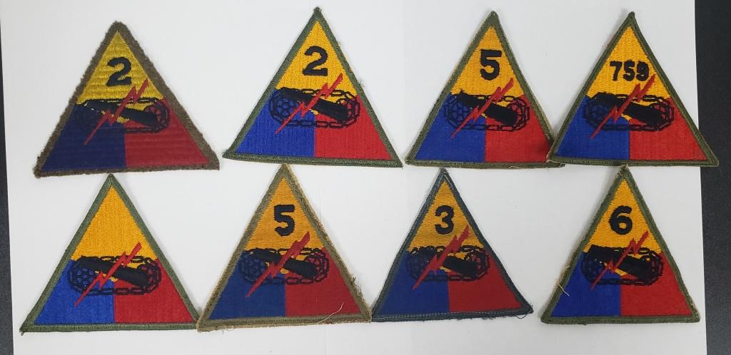 8- WWII US Army Armored Division Patches (1 of 2)