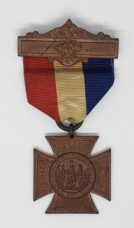 1883 US Civil War Womans Relief Corps: Maltese Cross Medal Ribbon Badge Pin