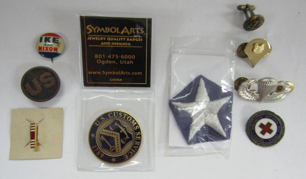 GRANDPA'S JEWELRY BOX LOT - MILITARY PINS (1 of 2)