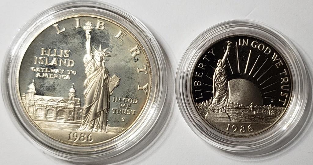 1986 US Liberty Coins Silver Dollar Clad Half - Pr (1 of 3)