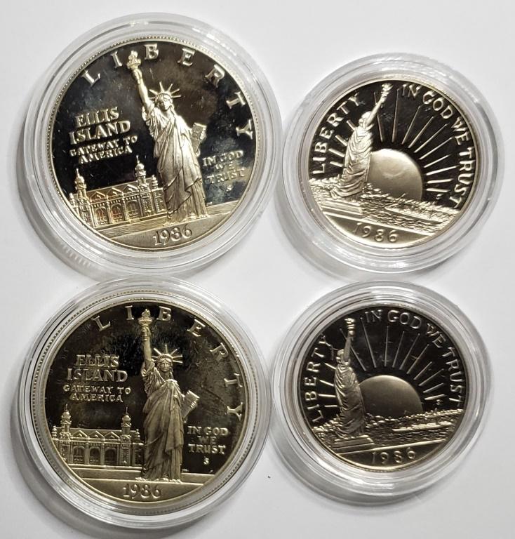 2- 1986 US Liberty Coins Silver Dollar Clad Half - (1 of 4)