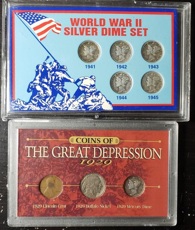 Wwii Silver Dime Set, The Great Depression Coins S