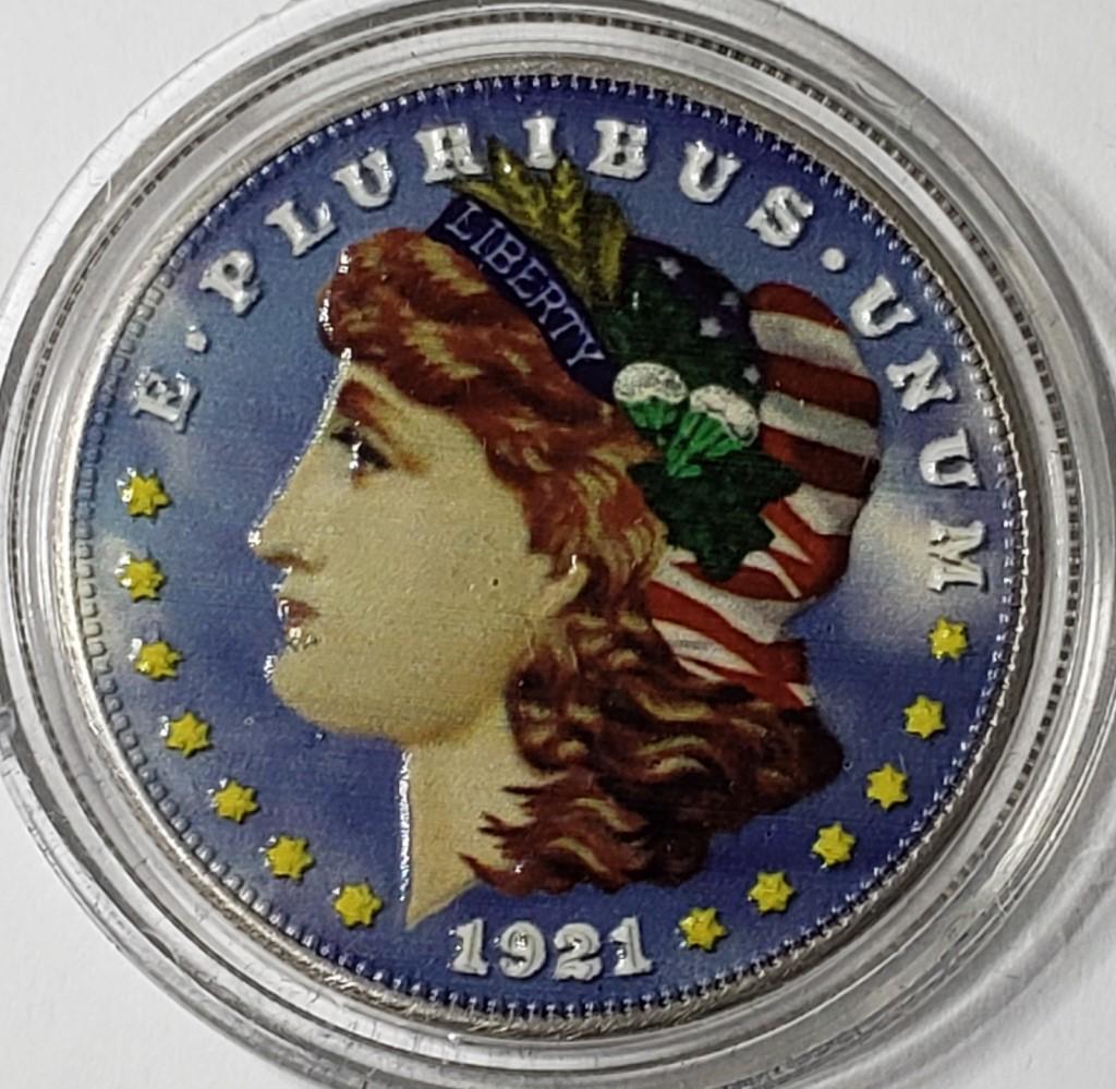 1921 Morgan Silver Dollar In Full Color (1 of 3)