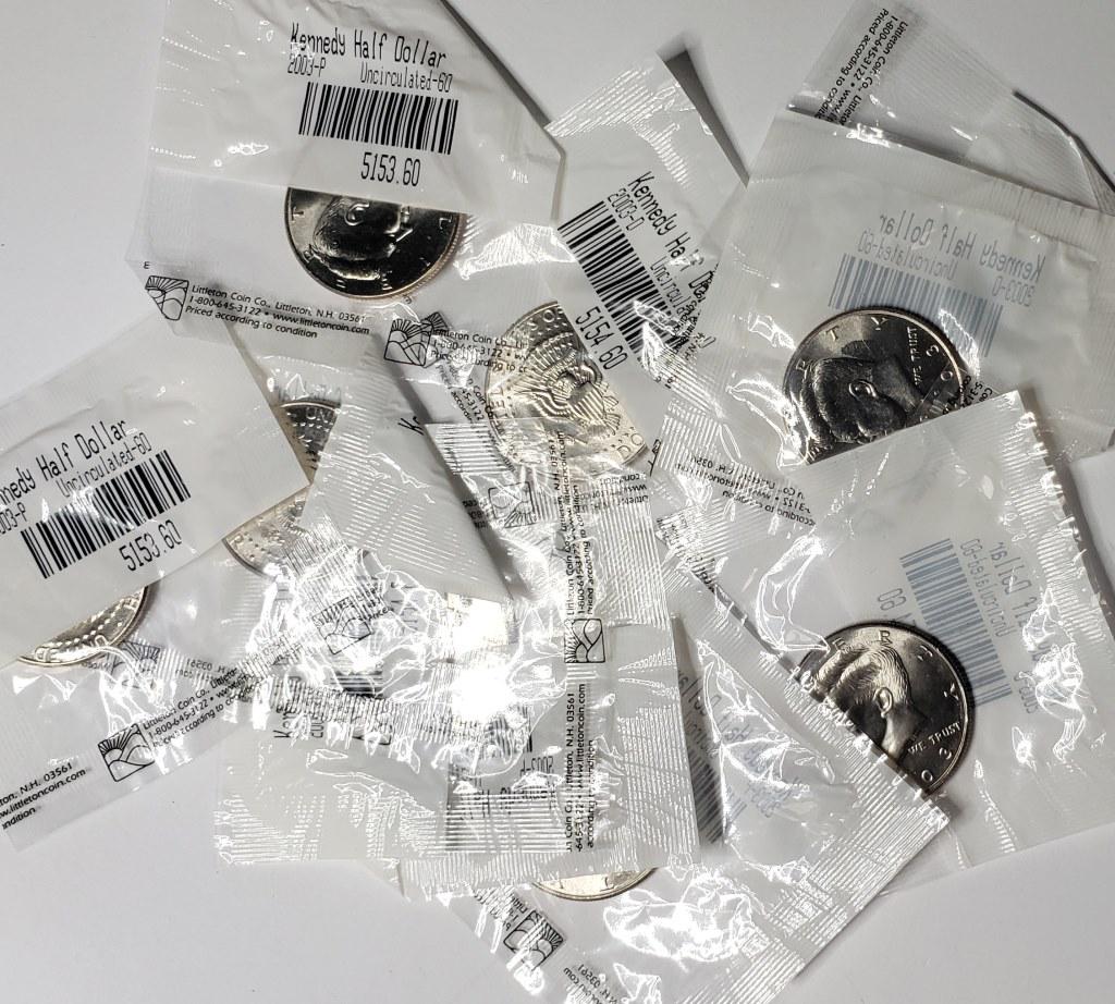 10 Kennedy Half Dollars UNC in Littleton Packaging (1 of 1)