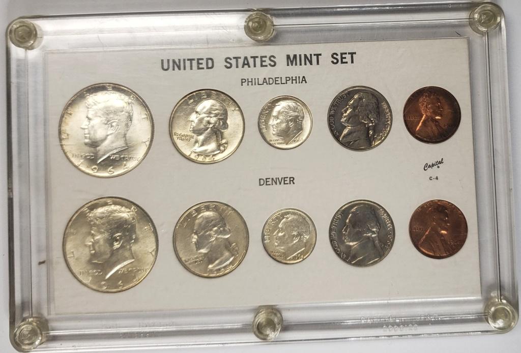 1964 P&D Mint Sets - Silver Half, Quarter, Dime - (1 of 2)